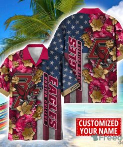 Boston College Eagles Custom name USA Flag 4th July Independence Day Hawaiian Shirt