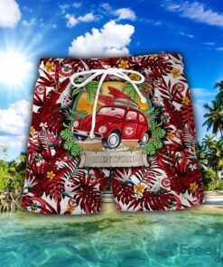 Brentford FC Car Beach Pattern Hawaiian Shirt And Shorts Product Photo 2