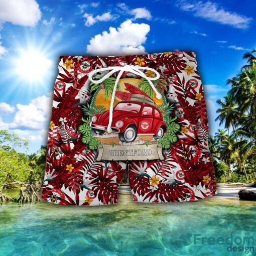 Brentford FC Car Beach Pattern Hawaiian Shirt And Shorts Product Photo 2