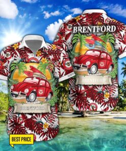 Brentford FC Car Beach Pattern Hawaiian Shirt And Shorts