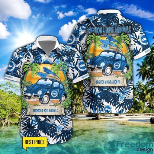 Brighton & Hove Albion F.C Car Beach Pattern Hawaiian Shirt And Shorts Product Photo 1