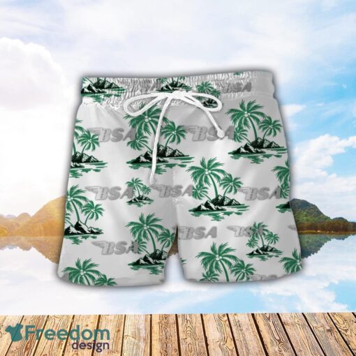 BSA Motorcycles Green Coconut Pattern Combo 3D Hawaiian Shirt And Shorts Product Photo 2