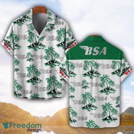 BSA Motorcycles Green Coconut Pattern Combo 3D Hawaiian Shirt And Shorts Product Photo 1