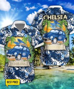 Chelsea F.C. Car Beach Pattern Hawaiian Shirt And Shorts