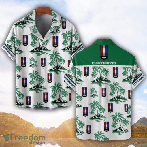 Chevrolet Camaro Green Coconut Pattern Combo 3D Hawaiian Shirt And Shorts Product Photo 1