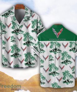 Chevrolet Corvette Green Coconut Pattern Combo 3D Hawaiian Shirt And Shorts