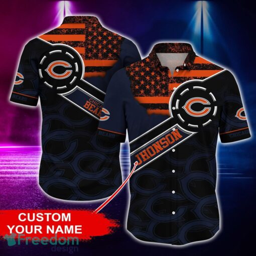 Chicago Bears Personalized Button Shirt NFL Hawaiian Shirt Custom Name Product Photo 1