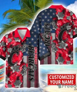 Cincinnati Bearcats Custom name USA Flag 4th July Independence Day Hawaiian Shirt