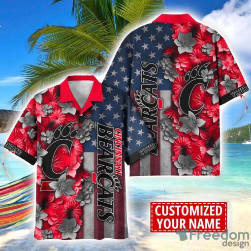 Cincinnati Bearcats Custom name USA Flag 4th July Independence Day Hawaiian Shirt Product Photo 1