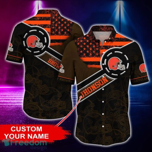 Cleveland Browns Personalized Button Shirt NFL Hawaiian Shirt Custom Name Product Photo 1