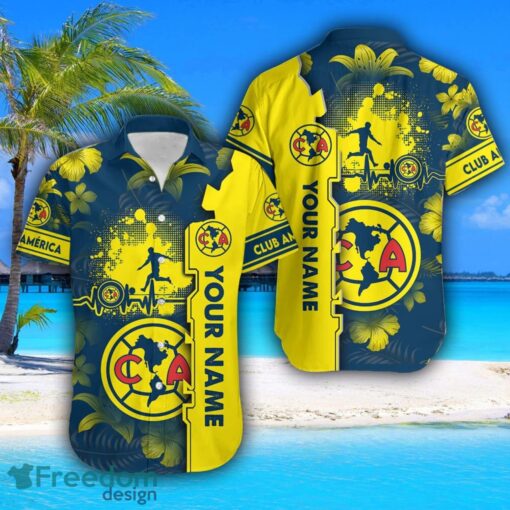 Club América Hawaiian Shirt And Beach Shorts Flower Pattern Custom Name For Fans Product Photo 2