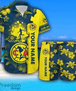 Club América Hawaiian Shirt And Beach Shorts Flower Pattern Custom Name For Fans