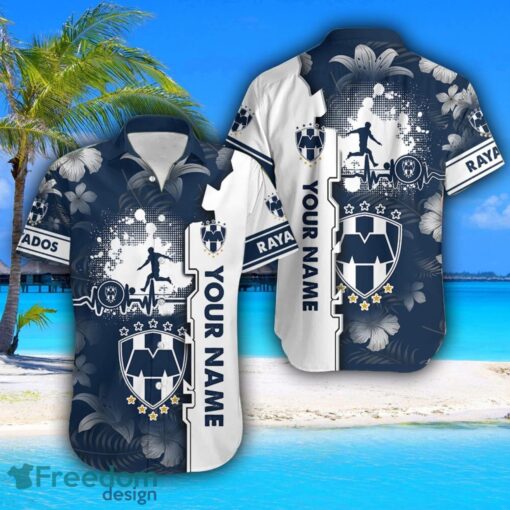 Club de Fútbol Monterrey Hawaiian Shirt And Beach Shorts Flower Pattern Custom Name For Fans Product Photo 2