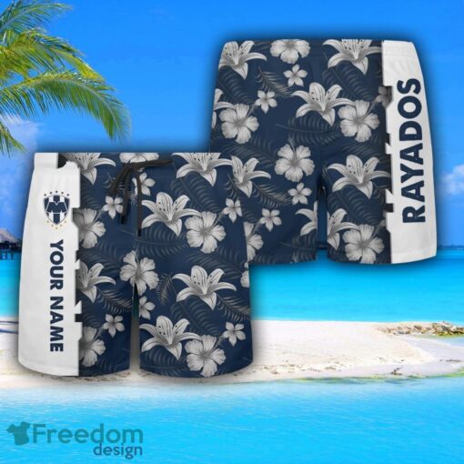 Club de Fútbol Monterrey Hawaiian Shirt And Beach Shorts Flower Pattern Custom Name For Fans Product Photo 3