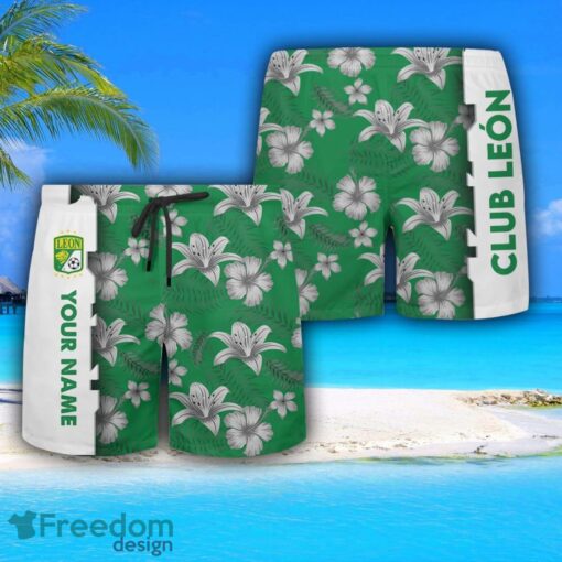 Club León Hawaiian Shirt And Beach Shorts Flower Pattern Custom Name For Fans Product Photo 3