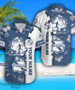 Club Puebla Hawaiian Shirt And Beach Shorts Flower Pattern Custom Name For Fans Product Photo 2