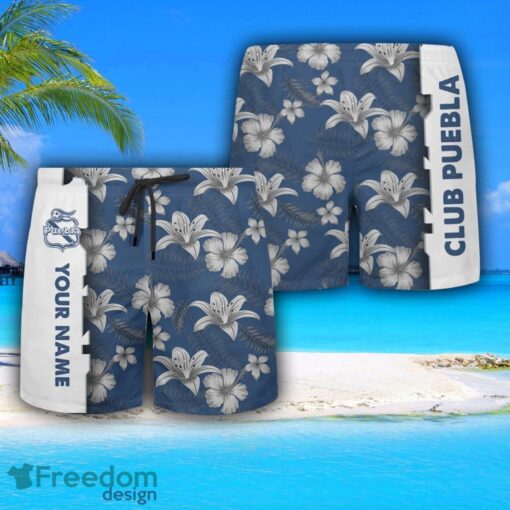 Club Puebla Hawaiian Shirt And Beach Shorts Flower Pattern Custom Name For Fans Product Photo 3