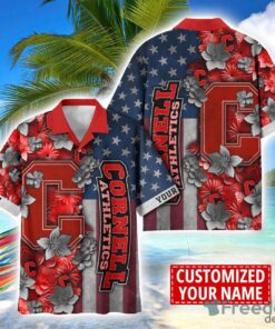 Cornell Big Red Custom name USA Flag 4th July Independence Day Hawaiian Shirt