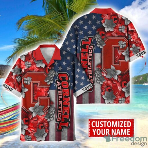 Cornell Big Red Custom name USA Flag 4th July Independence Day Hawaiian Shirt Product Photo 1