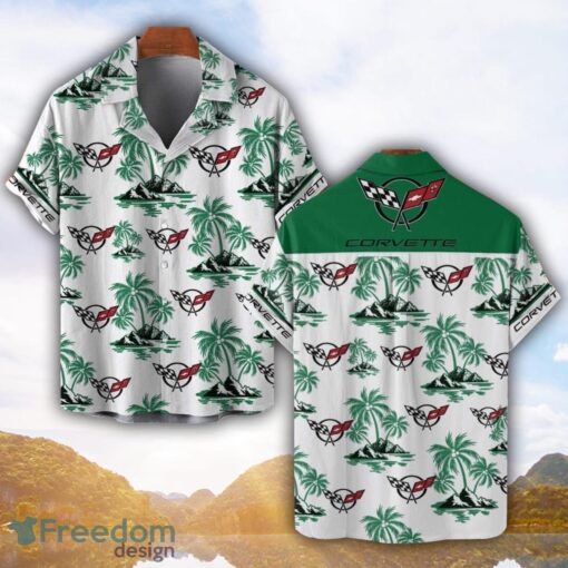 Corvette C5 Green Coconut Pattern Combo 3D Hawaiian Shirt And Shorts Product Photo 1