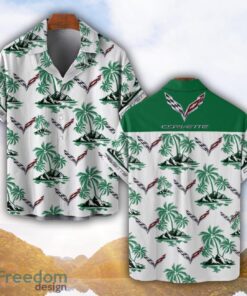 Corvette C7 Green Coconut Pattern Combo 3D Hawaiian Shirt And Shorts