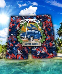 Crystal Palace F.C Car Beach Pattern Hawaiian Shirt And Shorts Product Photo 2