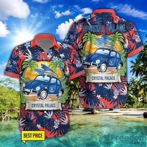 Crystal Palace F.C Car Beach Pattern Hawaiian Shirt And Shorts Product Photo 1