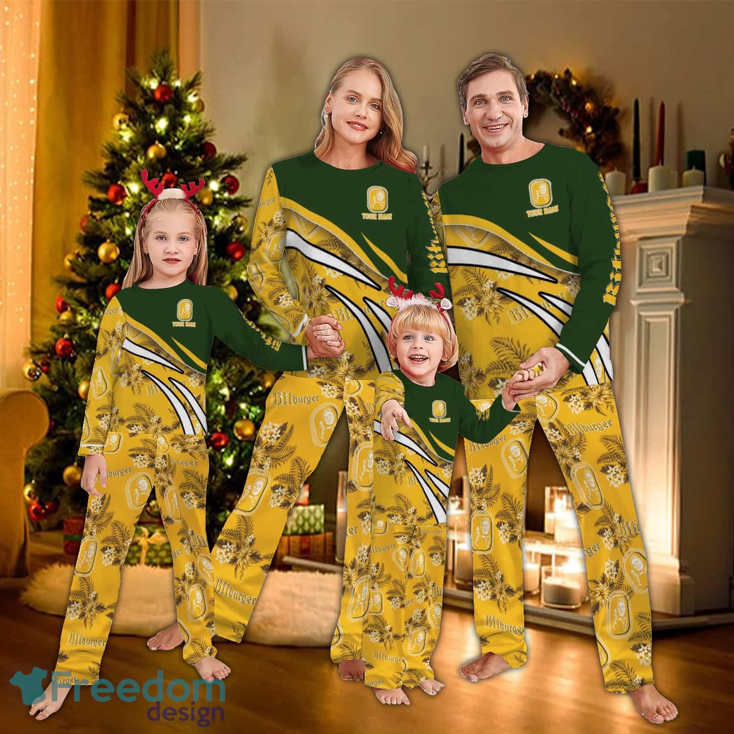 Custom Name Bitburger Beer Logo Pattern Family Pajamas Set Flower - Custom Name Bitburger Beer Logo Pattern Family Pajamas Set Flower