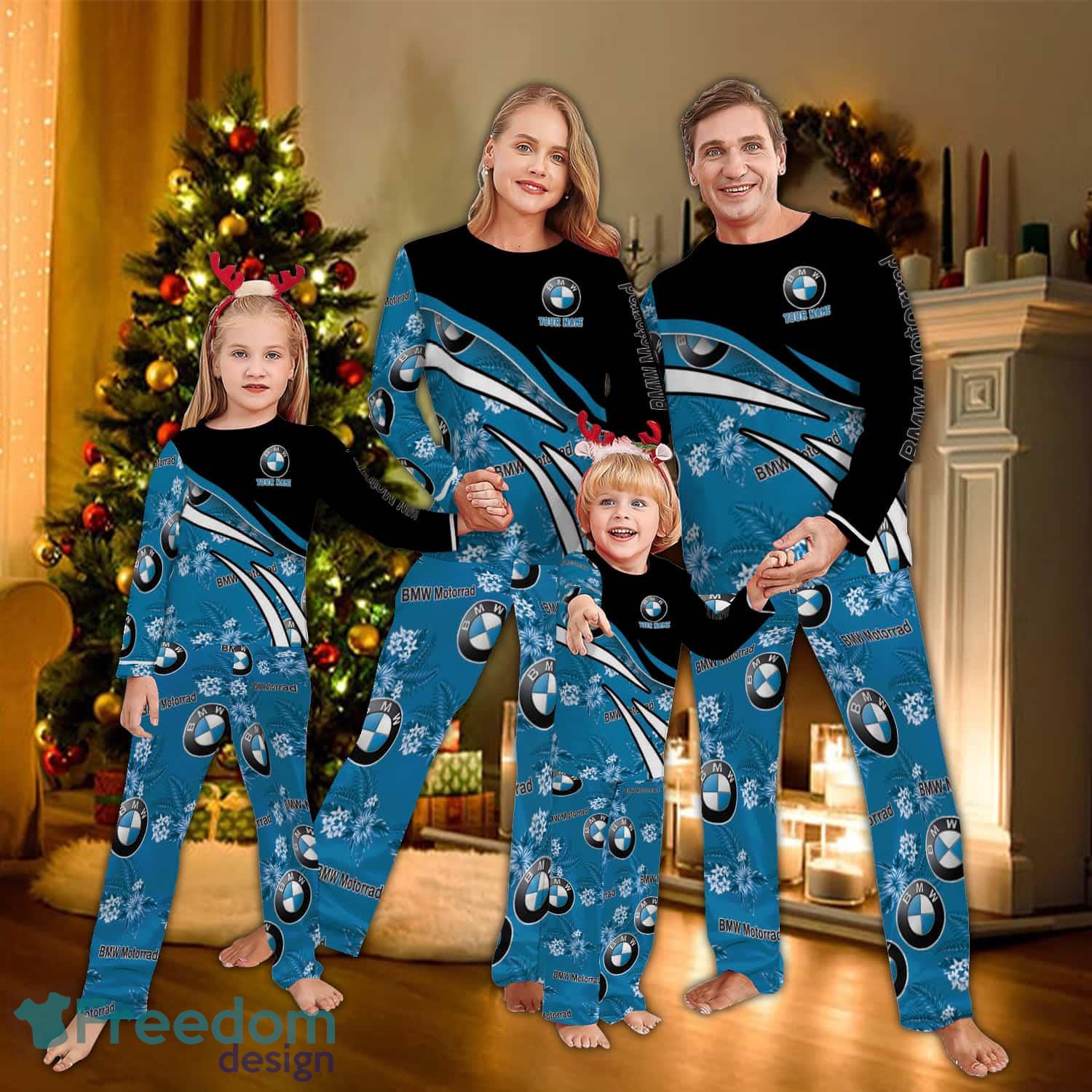 Custom Name BMW Motorrad Motorcycle Logo Team Pajamas Set Flower Gift For Family - Custom Name BMW Motorrad Motorcycle Logo Team Pajamas Set Flower Gift For Family