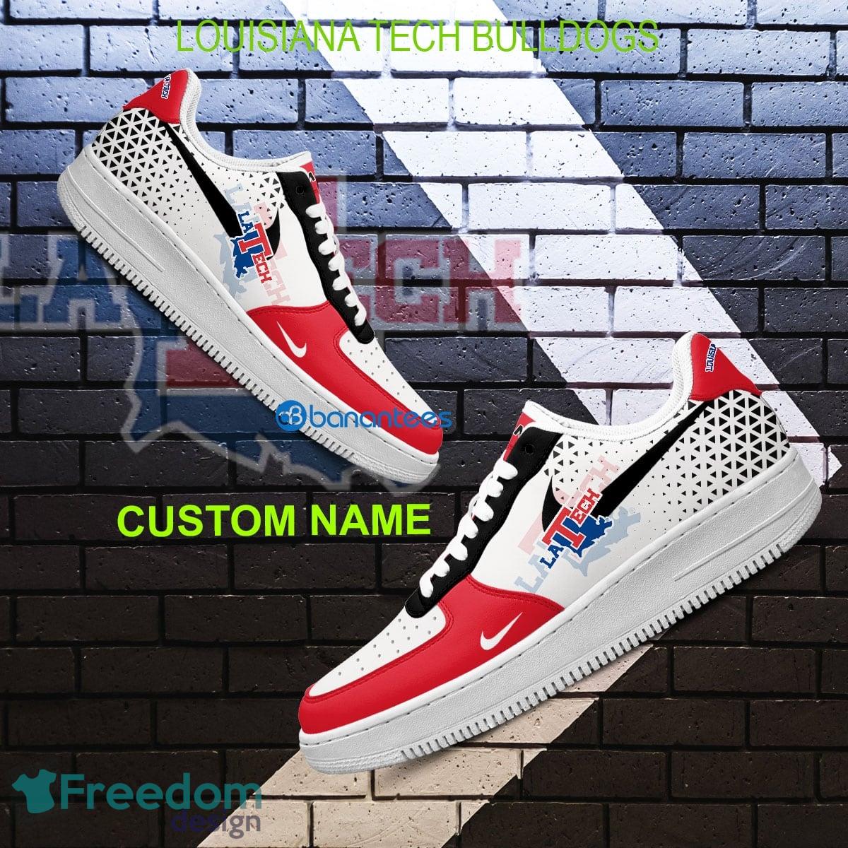 Custom Name NCAA Louisiana Tech Bulldogs Air Force 1 Shoes New AOP Gift AF1 Sneaker For Fans - NCAA Louisiana Tech Bulldogs For Fans Air Force 1 Sneaker Personalized Style 1