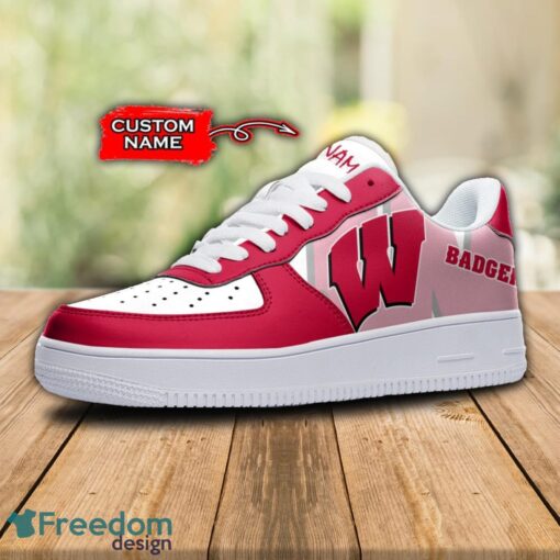 Custom Name Wisconsin Badgers NCAA AF1 Shoes Personalized Air Force Shoes For Fans Product Photo 2