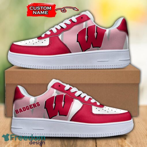 Custom Name Wisconsin Badgers NCAA AF1 Shoes Personalized Air Force Shoes For Fans Product Photo 1