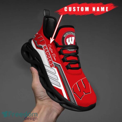 Custom Name Wisconsin Badgers NCAA Max Soul Shoes Sneakers Personalized Shoes For Fans Product Photo 1