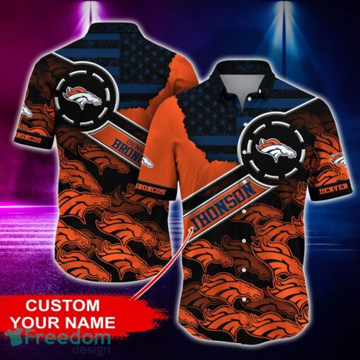 Denver Broncos Personalized Button Shirt NFL Hawaiian Shirt Custom Name Product Photo 1