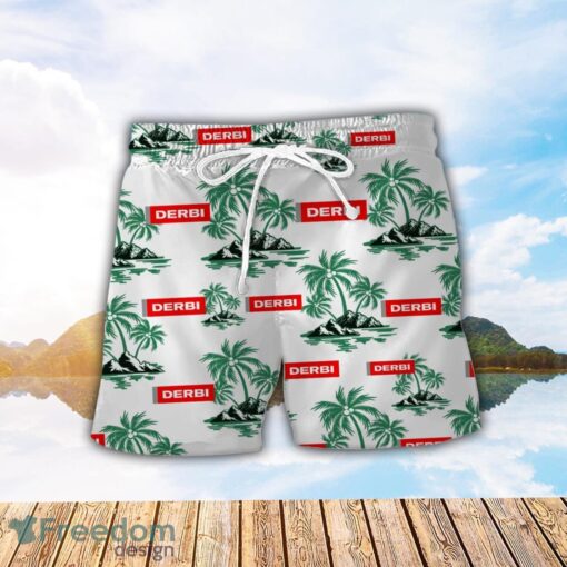 Derbi Motorcycles Green Coconut Pattern Combo 3D Hawaiian Shirt And Shorts Product Photo 2