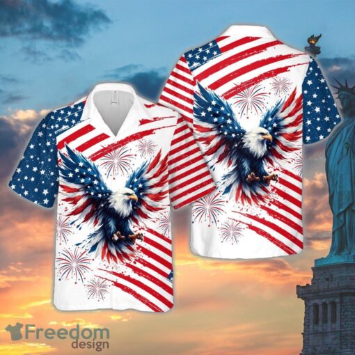 Eagle 4th Of July Hawaiian Shirt, Independence Day Button Down Shirt Product Photo 1