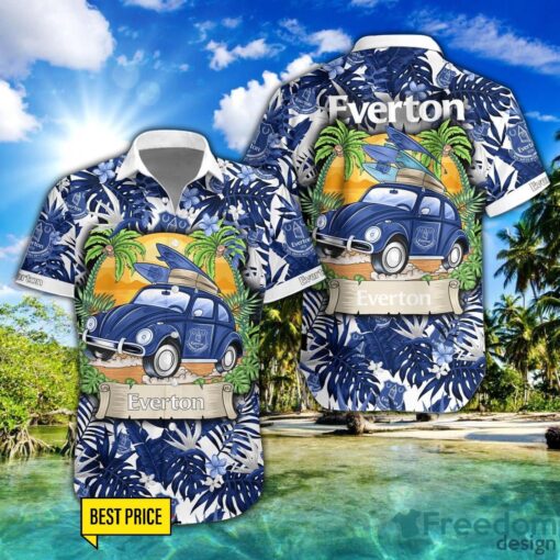 Everton F.C Car Beach Pattern Hawaiian Shirt And Shorts Product Photo 1