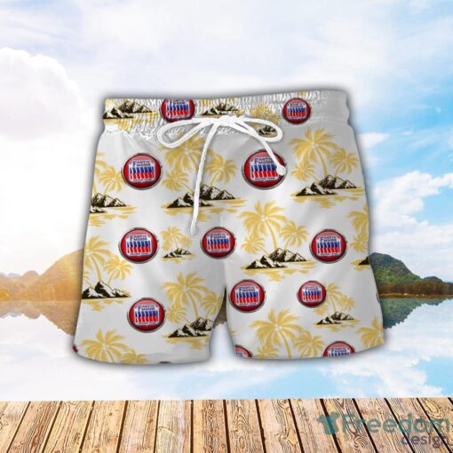 Fantic Motorcycles Yellow Coconut Pattern Combo 3D Hawaiian Shirt And Shorts Product Photo 2