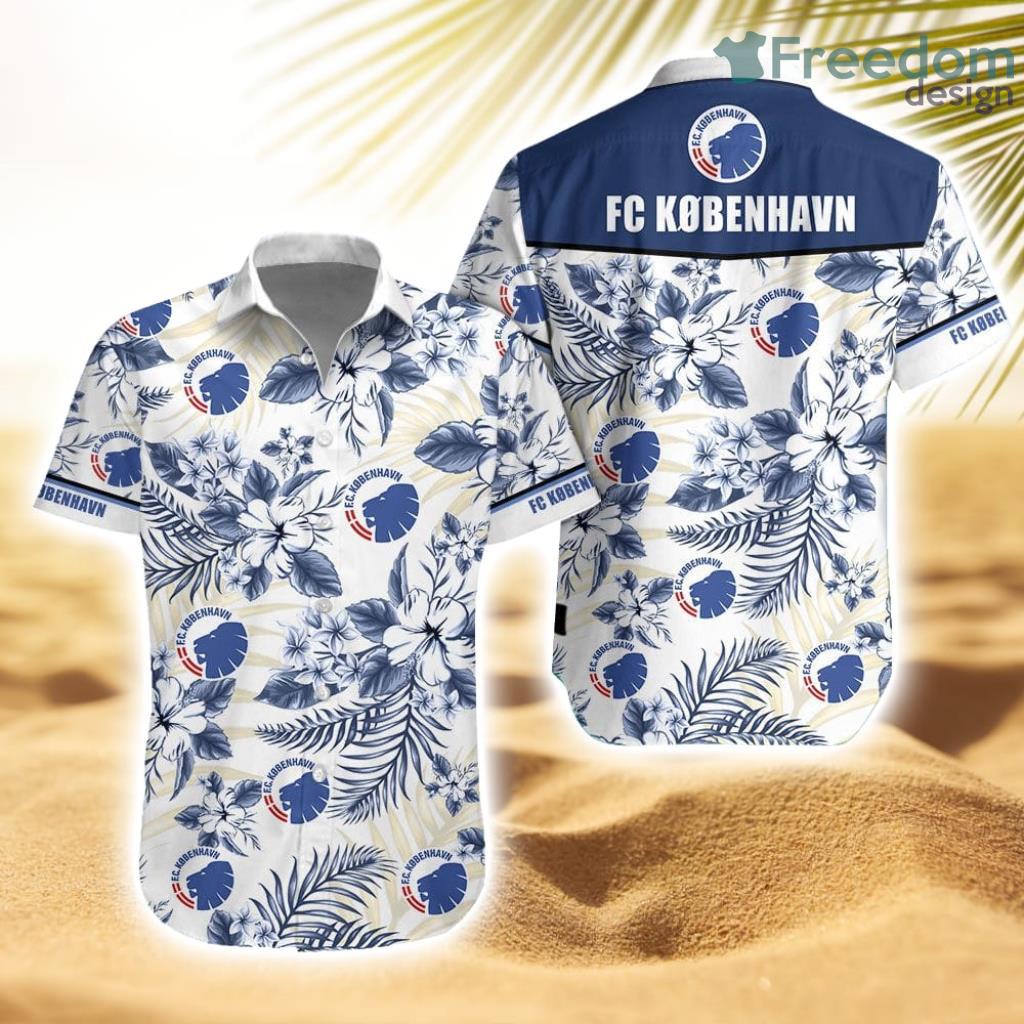 F.C. København Tropical Striped Hawaiian Shirt Trending New Product Photo 1