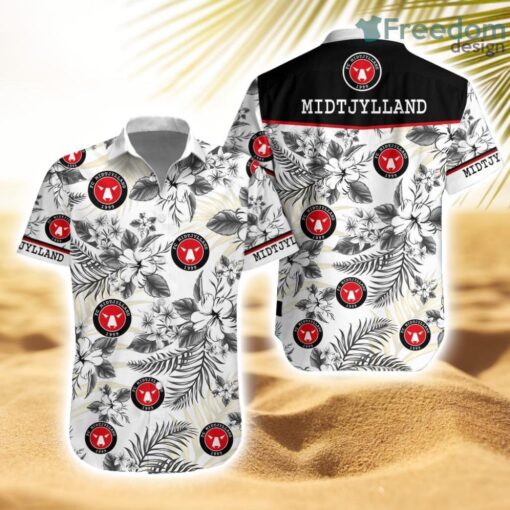 Fc Midtjylland Tropical Striped Hawaiian Shirt Trending New Product Photo 1