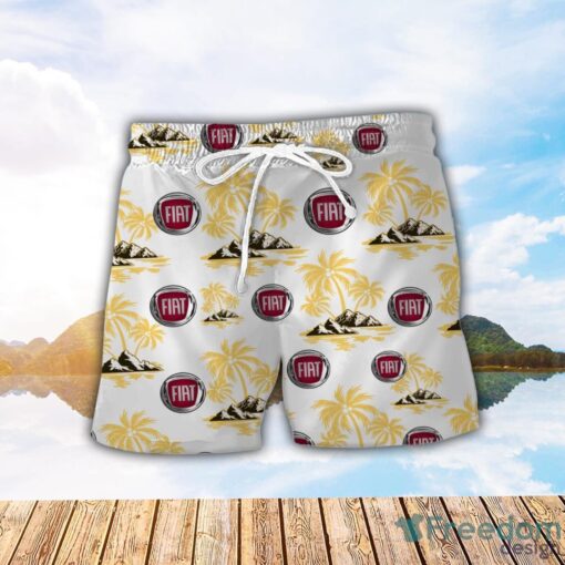 Fiat Yellow Coconut Pattern Combo 3D Hawaiian Shirt And Shorts Product Photo 2