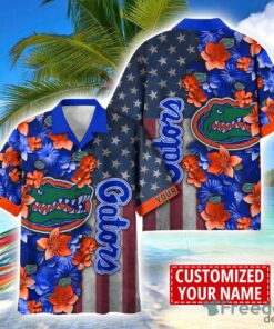 Florida Gators Custom name USA Flag 4th July Independence Day Hawaiian Shirt