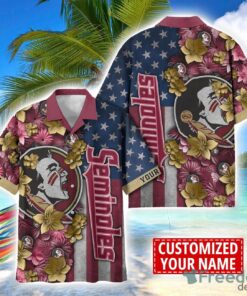 Florida State Seminoles Custom name USA Flag 4th July Independence Day Hawaiian Shirt