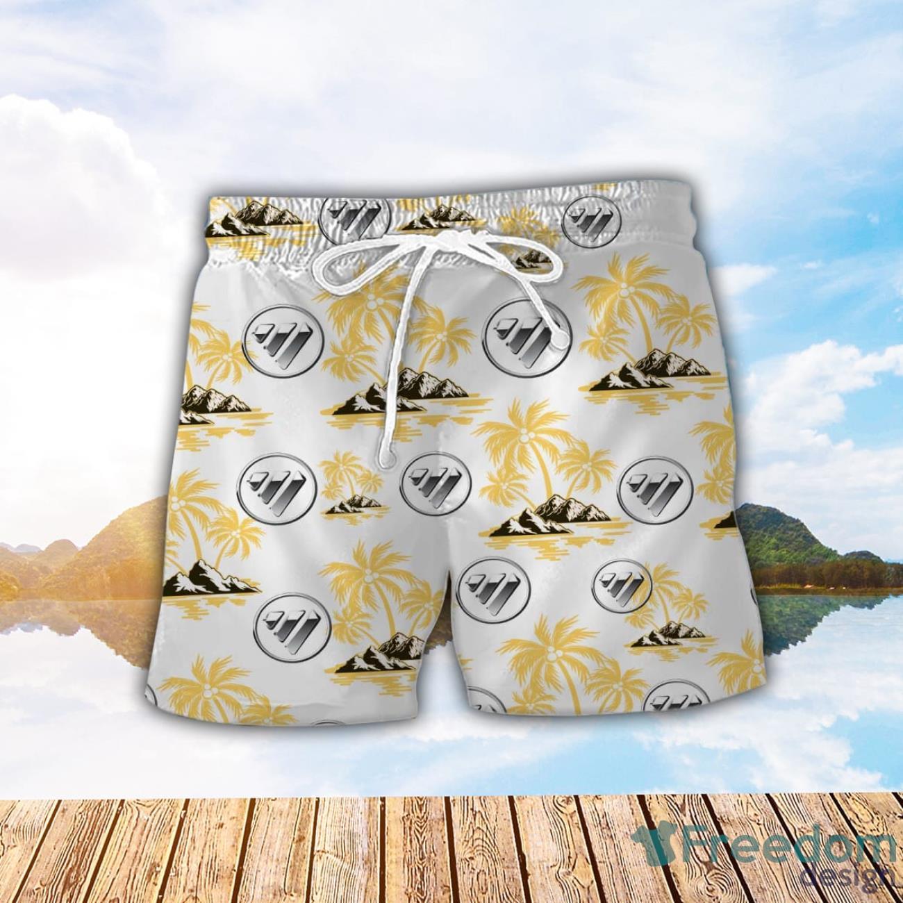 Foton Yellow Coconut Pattern Combo 3D Hawaiian Shirt And Shorts image Foton Yellow Coconut Pattern Combo 3D Hawaiian Shirt And Shorts Product Photo 2