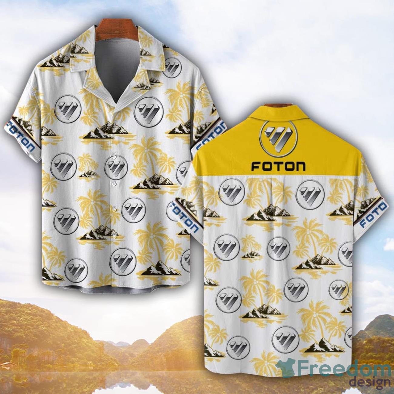 Foton Yellow Coconut Pattern Combo 3D Hawaiian Shirt And Shorts image Foton Yellow Coconut Pattern Combo 3D Hawaiian Shirt And Shorts Product Photo 1