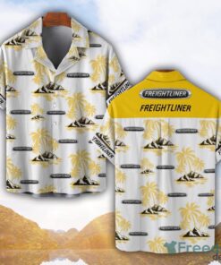Freightliner Yellow Coconut Pattern Combo 3D Hawaiian Shirt And Shorts Freightliner Yellow Coconut Pattern Combo 3D Hawaiian Shirt And Shorts