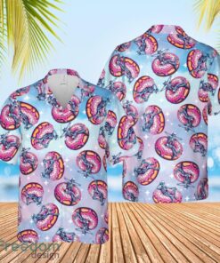 Funny Summer Skeleton Hawaiian Shirt, Donut Float Button Up Shirt