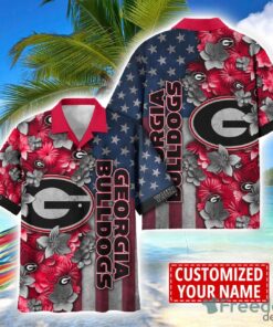 Georgia Bulldogs Custom name USA Flag 4th July Independence Day Hawaiian Shirt