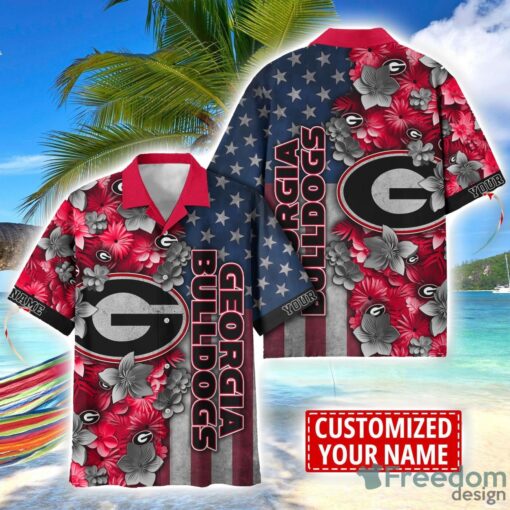 Georgia Bulldogs Custom name USA Flag 4th July Independence Day Hawaiian Shirt Product Photo 1