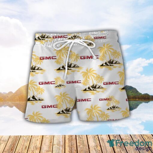 GMC Car Yellow Coconut Pattern Combo 3D Hawaiian Shirt And Shorts Product Photo 2